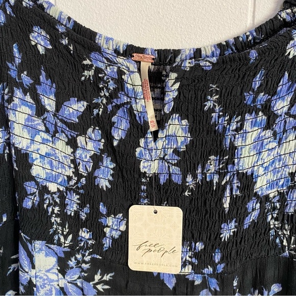 NWT $168 Free People Jaymes Midi Dress Floral Printed Blue Black Combo Sz XS - Picture 7 of 16